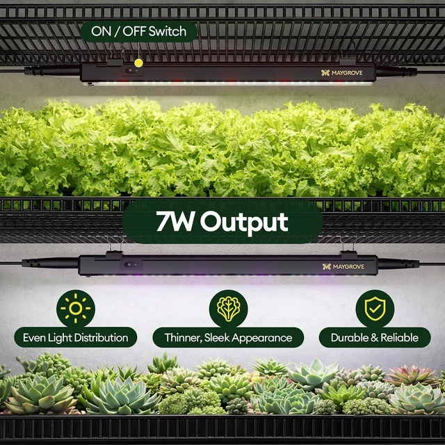 Alt view image 2 of 7 - Grow Lights for Indoor Plants, Tunable Spectrum 1FT LED Growing Lamp 28W (4 x 7W), T5 Grow Light Strip for Seed Starting, Vegetables, Linkable, Black, 4-Pack
