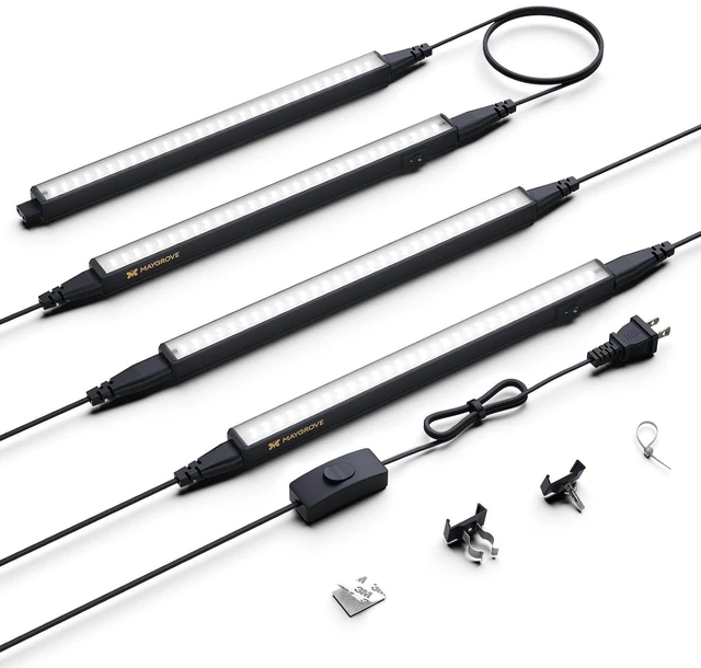 Main image of Grow Lights for Indoor Plants, Sunlike Full Spectrum 5000K 1FT LED Growing Lamp 28W (4 x 7W), T5 Grow Light Strip for Seed Starting, Vegetables, Linkable, Black, 4-Pack