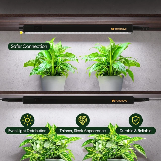 Alt view image 2 of 7 - Grow Lights for Indoor Plants, Sunlike Full Spectrum 5000K 1FT LED Growing Lamp 28W (4 x 7W), T5 Grow Light Strip for Seed Starting, Vegetables, Linkable, Black, 4-Pack