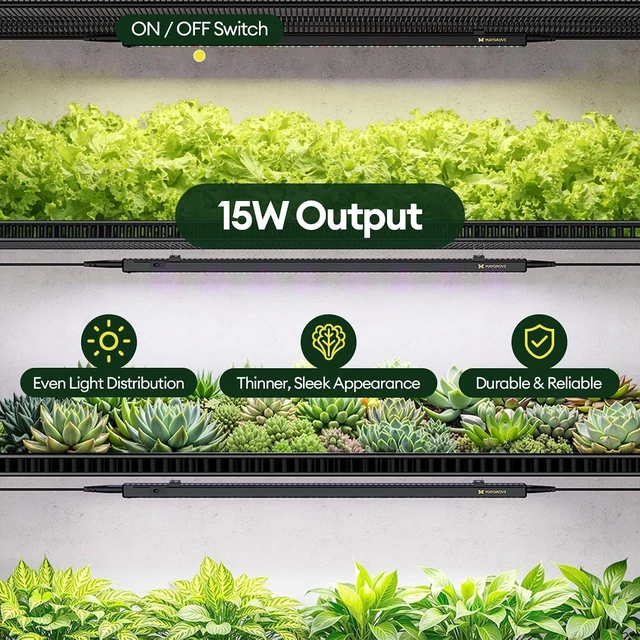 Alt view image 2 of 7 - Plant Grow Light 2ft, Tunable Full Spectrum LED Grow Light Strips 60W (4 x 15W), T5 Growing Lamp with Timer & Dimming Controller for Indoor Plants, Greenhouse, High PPFD, 4-Pack