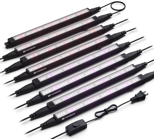 Main image of Grow Lights for Indoor Plants, Tunable Spectrum 1FT LED Growing Lamp 56W (8 x 7W), T5 Grow Light Strip for Seed Starting, Vegetables, Linkable, Black, 8-Pack