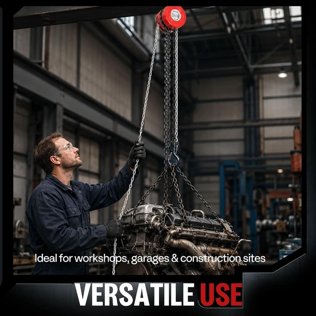 Alt view image 7 of 7 - Hand Chain Hoist 1 Ton 2200 Lbs Capacity 10 Feet with 2 Hooks