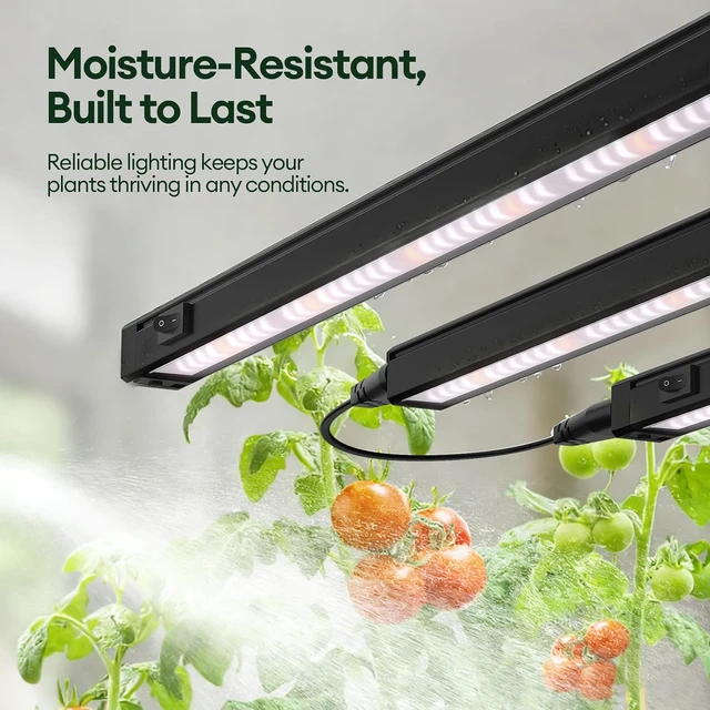 Alt view image 6 of 7 - Grow Lights for Indoor Plants, Tunable Spectrum 1FT LED Growing Lamp 28W (4 x 7W), T5 Grow Light Strip for Seed Starting, Vegetables, Linkable, Black, 4-Pack