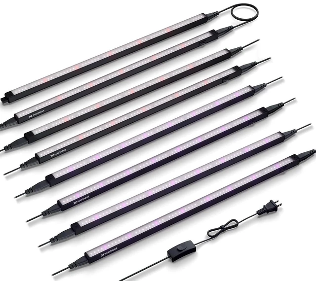 Main image of Grow Lights for Indoor Plants, Tunable Spectrum 2FT LED Growing Lamp 120W (8 x 15W), T5 Grow Light Strip for Seed Starting, Vegetables, Linkable, Black, 8-Pack
