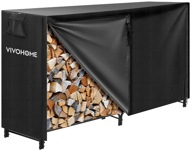 Main image of 6 ft Heavy Duty Firewood Rack Outdoor with Cover, Black