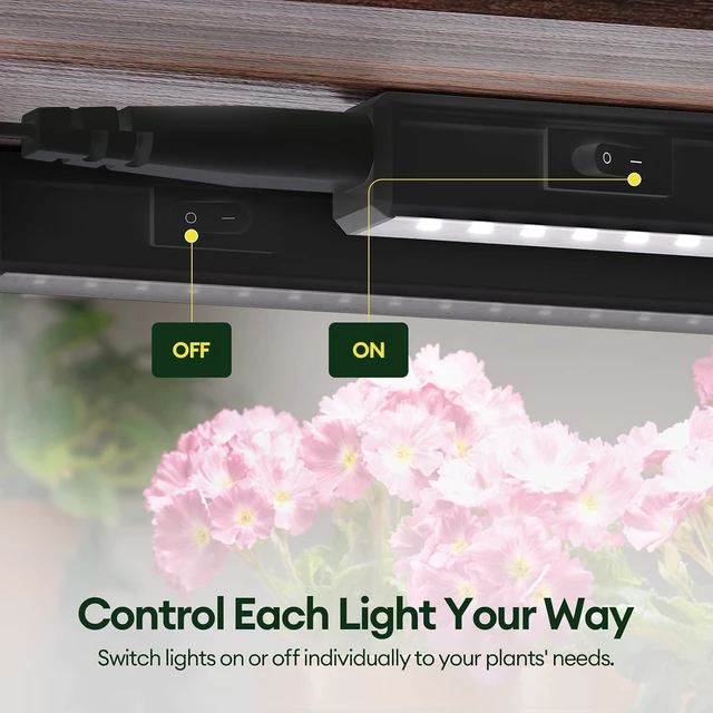 Alt view image 5 of 7 - Grow Lights for Indoor Plants, Sunlike Full Spectrum 5000K 2FT LED Growing Lamp 60W (4 x 15W), T5 Grow Light Strip for Seed Starting, Vegetables, Linkable, Black, 4-Pack