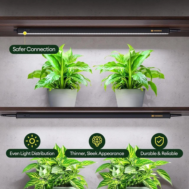 Alt view image 2 of 7 - Grow Lights for Indoor Plants, Sunlike Full Spectrum 5000K 2FT LED Growing Lamp 60W (4 x 15W), T5 Grow Light Strip for Seed Starting, Vegetables, Linkable, Black, 4-Pack