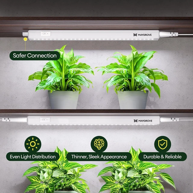 Alt view image 2 of 7 - Grow Lights for Indoor Plants, Sunlike Full Spectrum 5000K 1FT LED Growing Lamp 28W (4 x 7W), T5 Grow Light Strip for Seed Starting, Vegetables, Linkable, White, 4-Pack