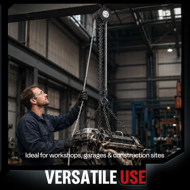 Alt view image 7 of 7 - Hand Chain Hoist 1 Ton 2200 Lbs Capacity 10 Feet with 2 Hooks