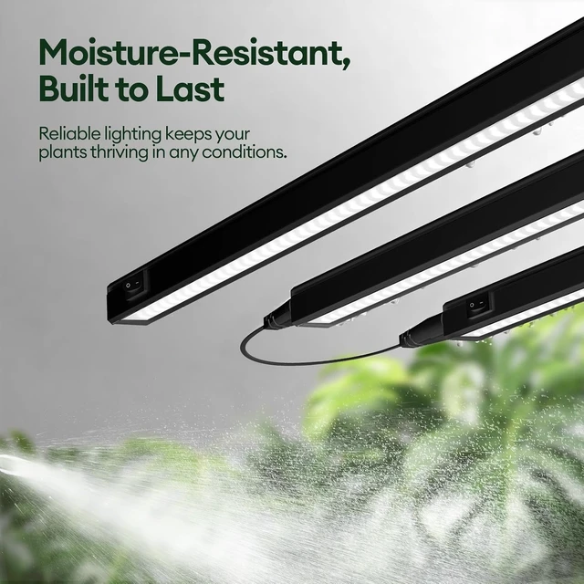 Alt view image 6 of 7 - Grow Lights for Indoor Plants, Sunlike Full Spectrum 5000K 2FT LED Growing Lamp 60W (4 x 15W), T5 Grow Light Strip for Seed Starting, Vegetables, Linkable, Black, 4-Pack