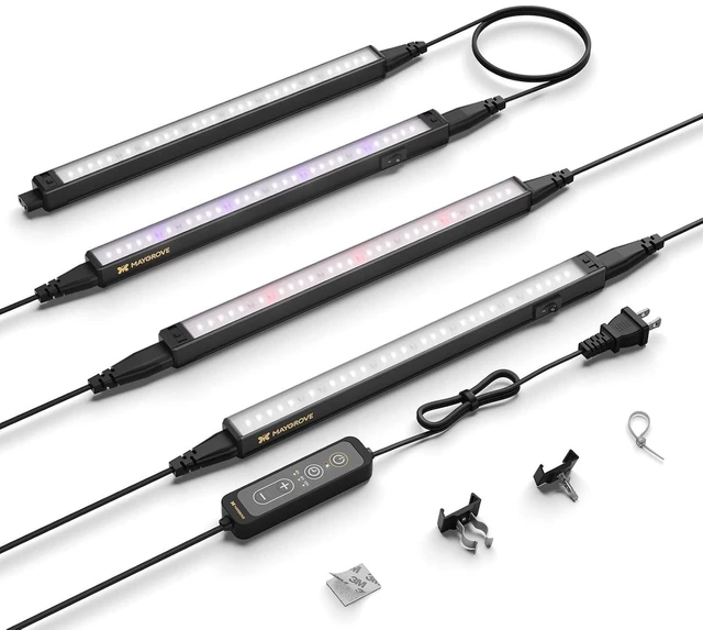 Main image of Plant Grow Light 1ft, Tunable Full Spectrum LED Grow Light Strips 28W (4 x 7W), T5 Growing Lamp with Timer & Dimming Controller for Indoor Plants, Greenhouse, High PPFD, 4-Pack
