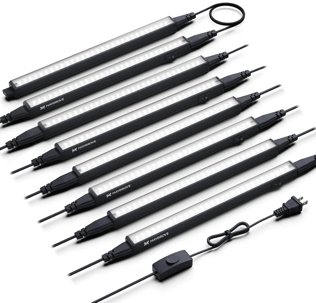 Main image of Grow Lights for Indoor Plants, Sunlike Full Spectrum 5000K 1FT LED Growing Lamp 56W (8 x 7W), T5 Grow Light Strip for Seed Starting, Vegetables, Linkable, Black, 8-Pack