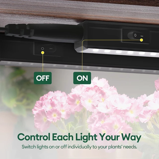Alt view image 5 of 7 - Grow Lights for Indoor Plants, Sunlike Full Spectrum 5000K 1FT LED Growing Lamp 56W (8 x 7W), T5 Grow Light Strip for Seed Starting, Vegetables, Linkable, Black, 8-Pack