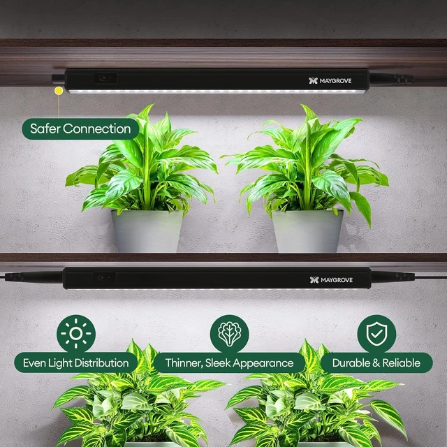 Alt view image 2 of 7 - Grow Lights for Indoor Plants, Sunlike Full Spectrum 5000K 1FT LED Growing Lamp 56W (8 x 7W), T5 Grow Light Strip for Seed Starting, Vegetables, Linkable, Black, 8-Pack