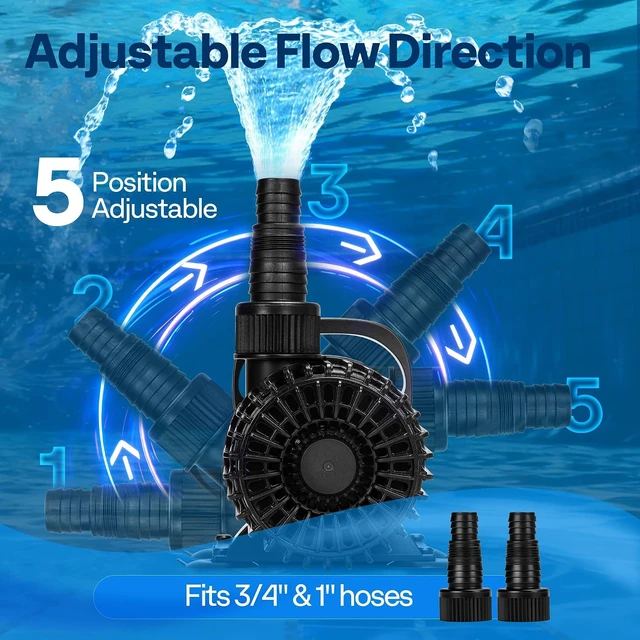 Alt view image 3 of 7 - 62W Pond Pump, 1100GPH Submersible Water Pump for Koi Pond