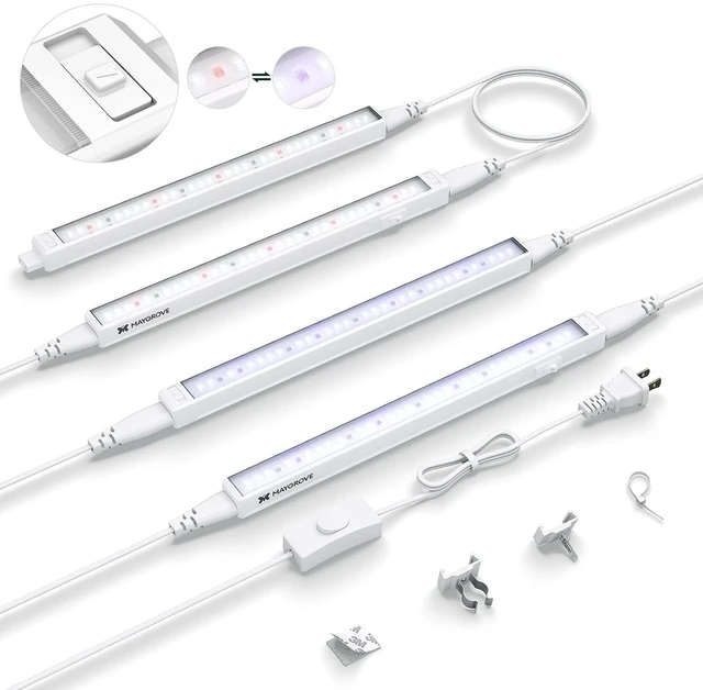 Main image of Grow Lights for Indoor Plants, Tunable Spectrum 1FT LED Growing Lamp 28W (4 x 7W), T5 Grow Light Strip for Seed Starting, Vegetables, Linkable, White, 4-Pack