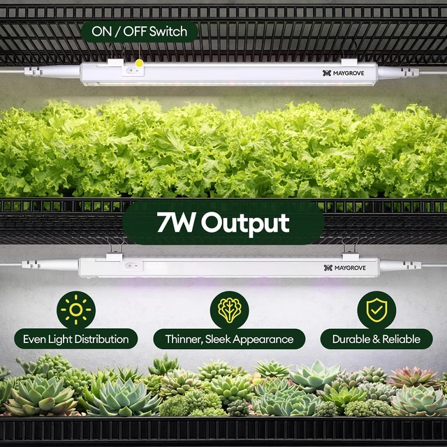 Alt view image 2 of 7 - Grow Lights for Indoor Plants, Tunable Spectrum 1FT LED Growing Lamp 28W (4 x 7W), T5 Grow Light Strip for Seed Starting, Vegetables, Linkable, White, 4-Pack