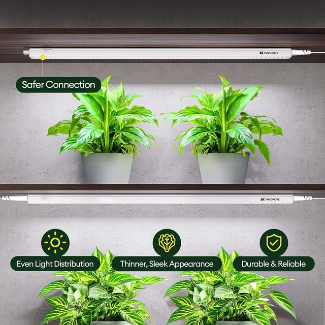 Alt view image 2 of 7 - Grow Lights for Indoor Plants, Sunlike Full Spectrum 5000K 2FT LED Growing Lamp 60W (4 x 15W), T5 Grow Light Strip for Seed Starting, Vegetables, Linkable, White, 4-Pack