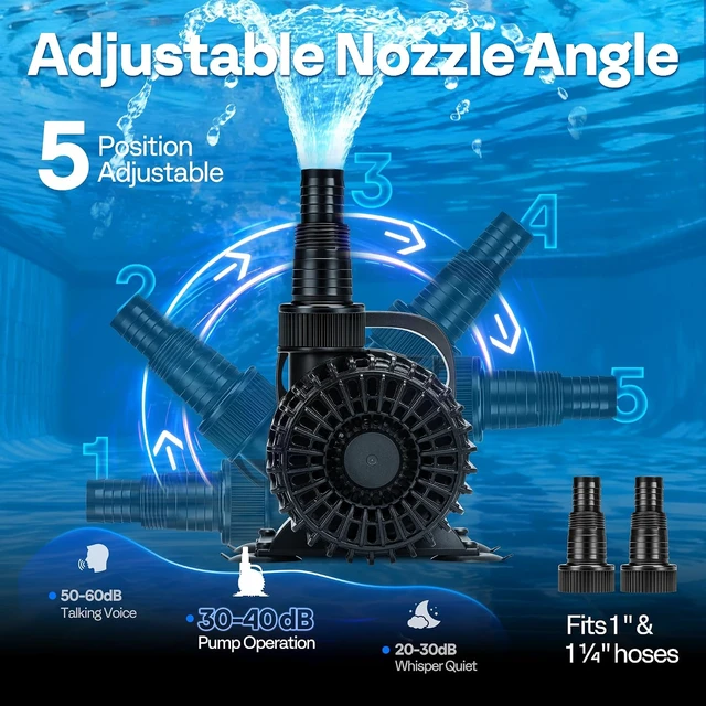 Alt view image 4 of 7 - 175W Pond Pump, 3000GPH Submersible Water Pump for Koi Pond