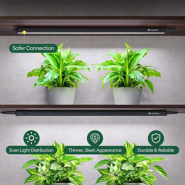 Alt view image 2 of 7 - Grow Lights for Indoor Plants, Sunlike Full Spectrum 5000K 2FT LED Growing Lamp 120W (8 x 15W), T5 Grow Light Strip for Seed Starting, Vegetables, Linkable, Black, 8-Pack