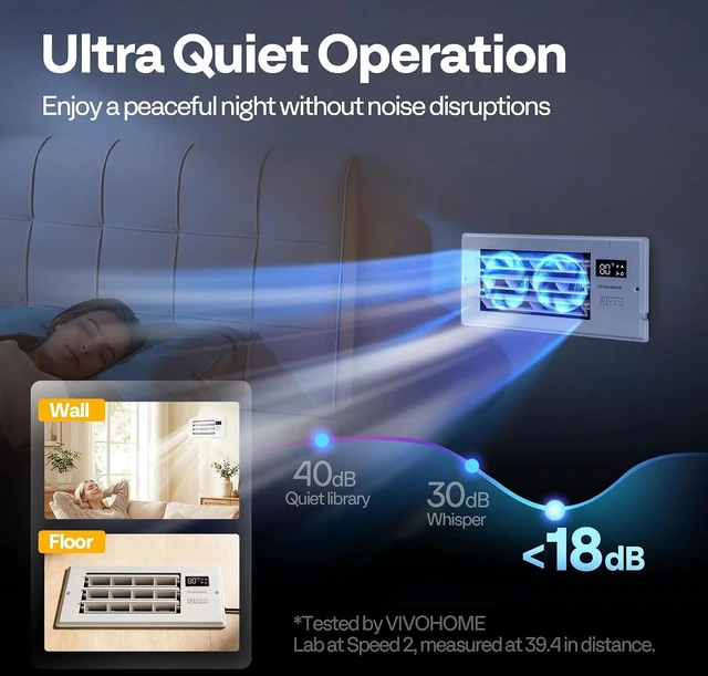 Alt view image 5 of 7 - Register Booster Fan - 4'' x 10'' Opening with Adjustable Louver | Smart Thermostat & 10-Speed WIFI App Control - AC Vent Fan for Floor, Ceiling, Wall - Quiet Operation (White)