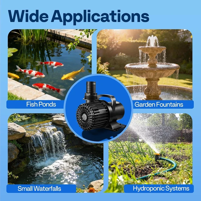Alt view image 5 of 7 - 620W Pond Pump, 9000GPH Submersible Water Pump for Koi Pond