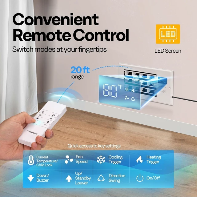 Alt view image 5 of 7 - Register Booster Fan - 4'' x 10'' Opening with Adjustable Louver | Smart Thermostat & 10-Speed Remote Control - AC Vent Fan for Floor, Ceiling, Wall - Quiet Operation (White)