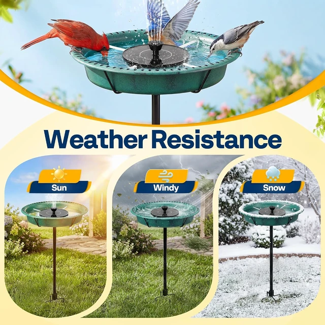 Alt view image 6 of 7 - Oval Bird Bath with Solar Fountain and Metal Ground Stake, Green