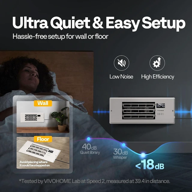 Alt view image 5 of 7 - Register Booster Fan - 4'' x 12'' Opening with Adjustable Louver | Smart Thermostat & 10-Speed Remote Control - AC Vent Fan for Floor, Ceiling, Wall - Quiet Operation (White)