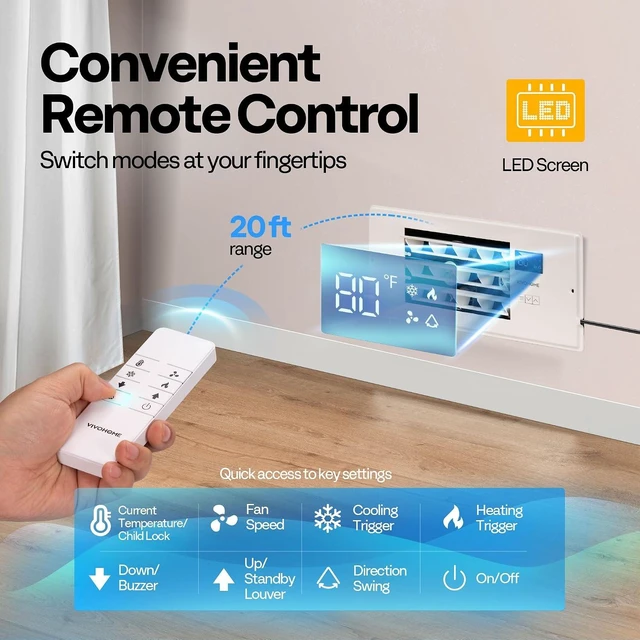 Alt view image 6 of 7 - Register Booster Fan - 4'' x 12'' Opening with Adjustable Louver | Smart Thermostat & 10-Speed Remote Control - AC Vent Fan for Floor, Ceiling, Wall - Quiet Operation (White)