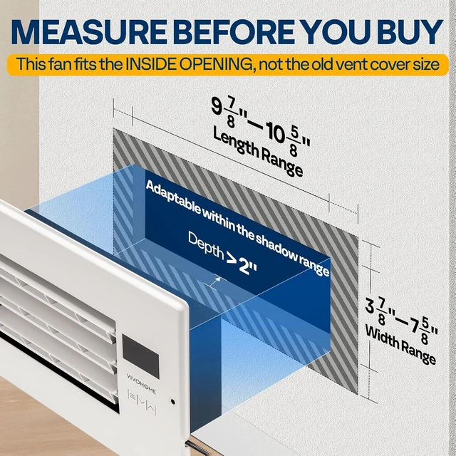 Alt view image 2 of 7 - Register Booster Fan - 6'' x 10'' Opening with Adjustable Louver | Smart Thermostat & 10-Speed WIFI App Control - AC Vent Fan for Floor, Ceiling, Wall - Quiet Operation (White)
