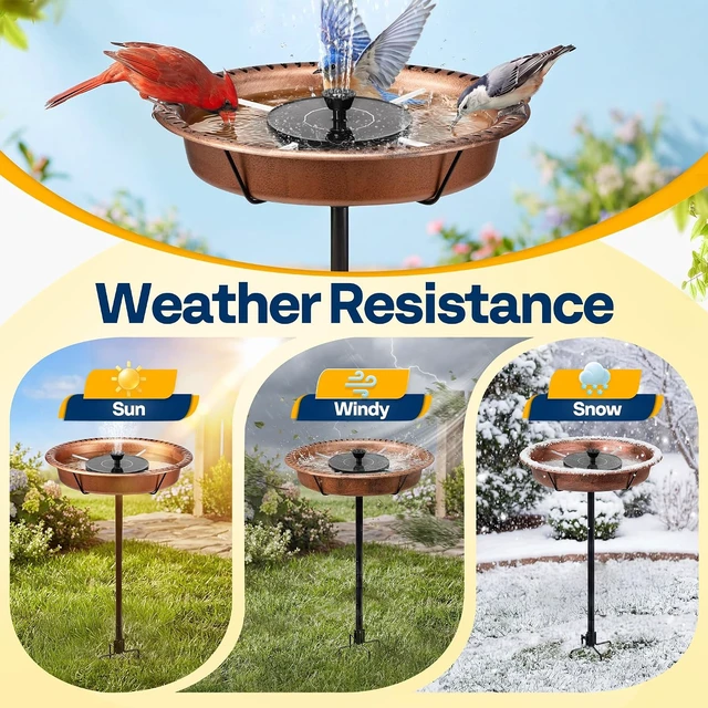 Alt view image 6 of 7 - Oval Bird Bath with Solar Fountain and Metal Ground Stake, Bronze