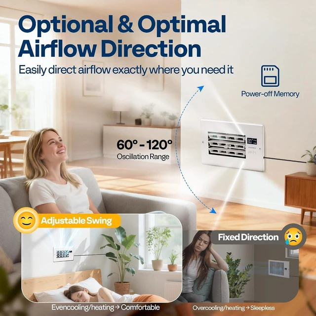 Alt view image 6 of 7 - Register Booster Fan - 6'' x 10'' Opening with Adjustable Louver | Smart Thermostat & 10-Speed WIFI App Control - AC Vent Fan for Floor, Ceiling, Wall - Quiet Operation (White)