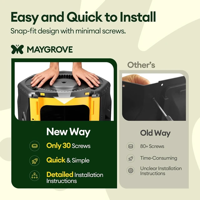 Alt view image 4 of 7 - Outdoor Compost Bin 53 Gallon, Dual Chamber Large Compost Tumbler for Garden Backyard, with 360° Rotating, Sliding Doors & Solid Steel Frame, Updated Instructions