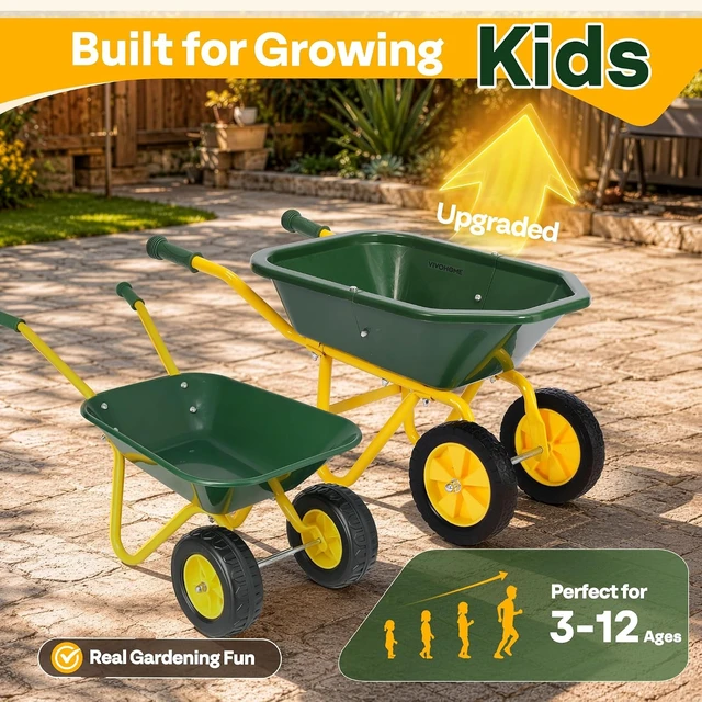 Alt view image 2 of 7 - 30 Inch Kids Wheelbarrow Set 6 PCS for Large Children Ages 3-8