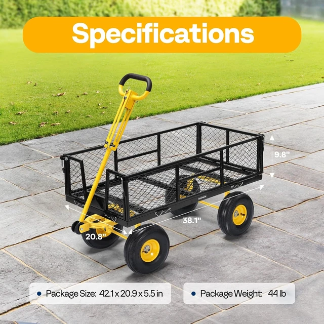 Alt view image 7 of 7 - Steel Garden Cart Heavy Duty 900 LBS 4.5 Cu Ft Utility Wagon