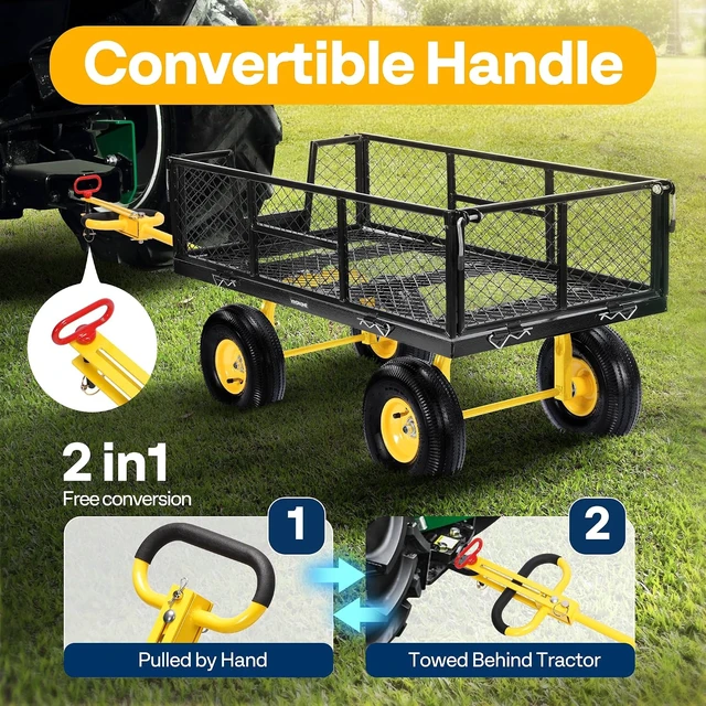 Alt view image 6 of 7 - Steel Garden Cart Heavy Duty 900 LBS 4.5 Cu Ft Utility Wagon