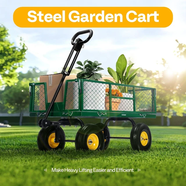 Alt view image 2 of 7 - Steel Garden Cart Heavy Duty 900 LBS 4.5 Cu Ft Utility Wagon