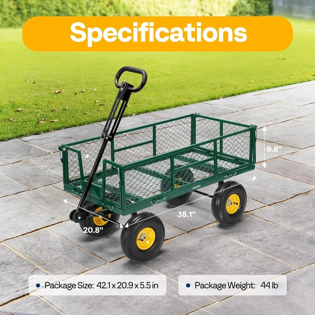 Alt view image 7 of 7 - Steel Garden Cart Heavy Duty 900 LBS 4.5 Cu Ft Utility Wagon