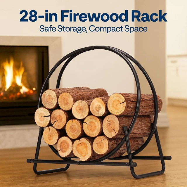 Alt view image 2 of 7 - 28 Inches Firewood Log Rack Hoop with Cover