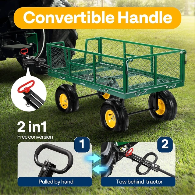 Alt view image 6 of 7 - Steel Garden Cart Heavy Duty 900 LBS 4.5 Cu Ft Utility Wagon