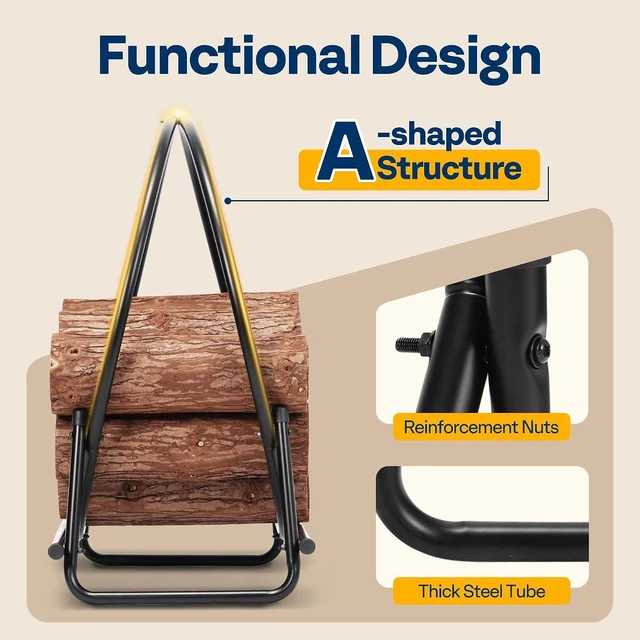 Alt view image 5 of 7 - 48 Inches Firewood Log Rack Hoop with Cover