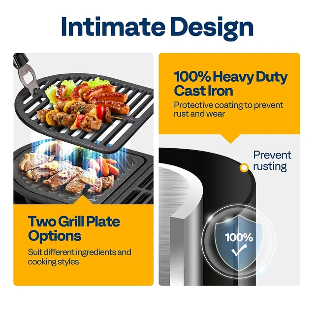 Alt view image 3 of 7 - Oval Cast Iron Grill with Interchangeable Grates & Griddle
