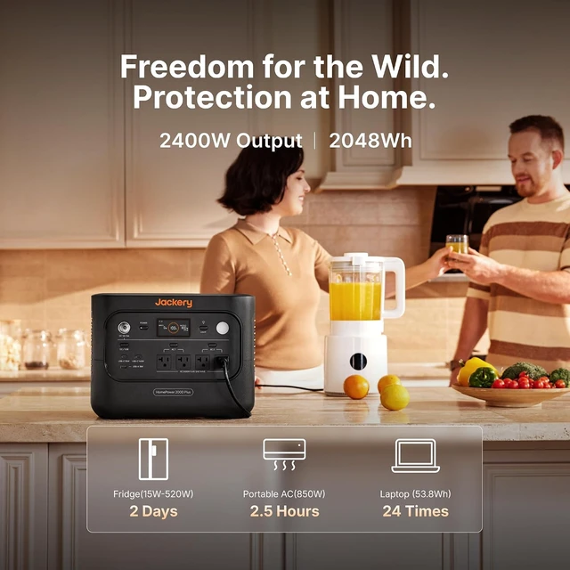 Alt view image 2 of 7 - HomePower 2000 Plus v2 and 2x Battery & 2x200W, 2048Wh, 2400W