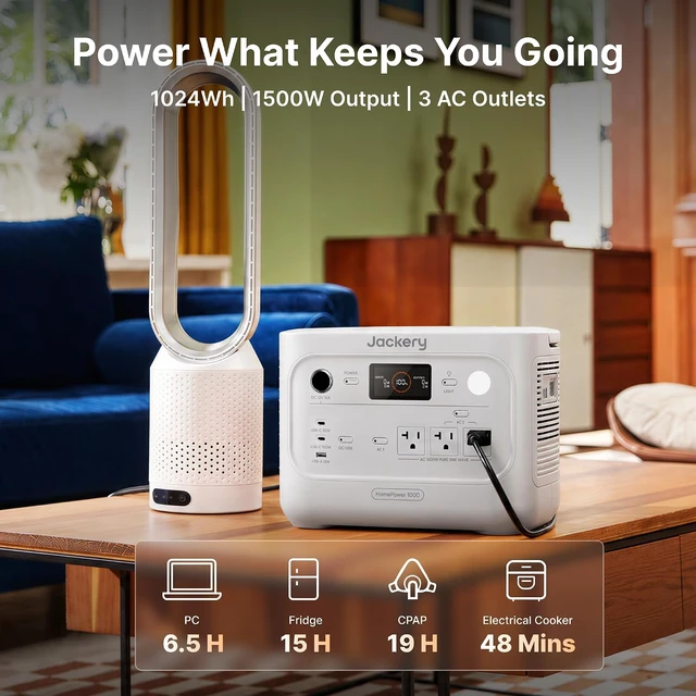 Alt view image 6 of 7 - HomePower 1000 v2 Solar Generator & 100W Air Solar Panel (White)