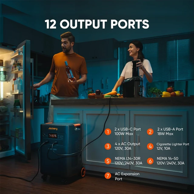 Alt view image 7 of 7 - Solar Generator 5000 Plus Portable Power Station with AC Cable, 5000Wh LiFePO4, 7200W 120V/240V AC Output, Expandable to 60kWh, Essential Home Backup for Power Outages (Solar Panel Optional)