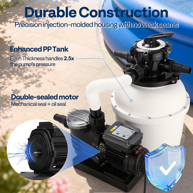 Alt view image 6 of 7 - 13 in Sand Filter Pump for Above Ground Pools Up to 15,000 Gallons