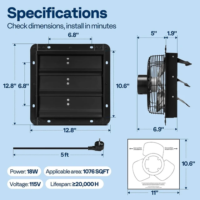 Alt view image 7 of 7 - 10" Shutter Exhaust Fan with EC Motor