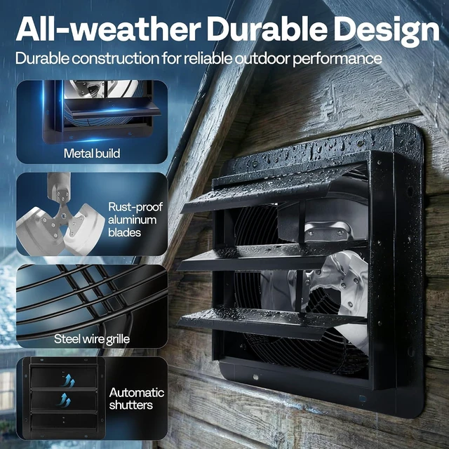 Alt view image 6 of 7 - 12" Shutter Exhaust Fan with EC Motor