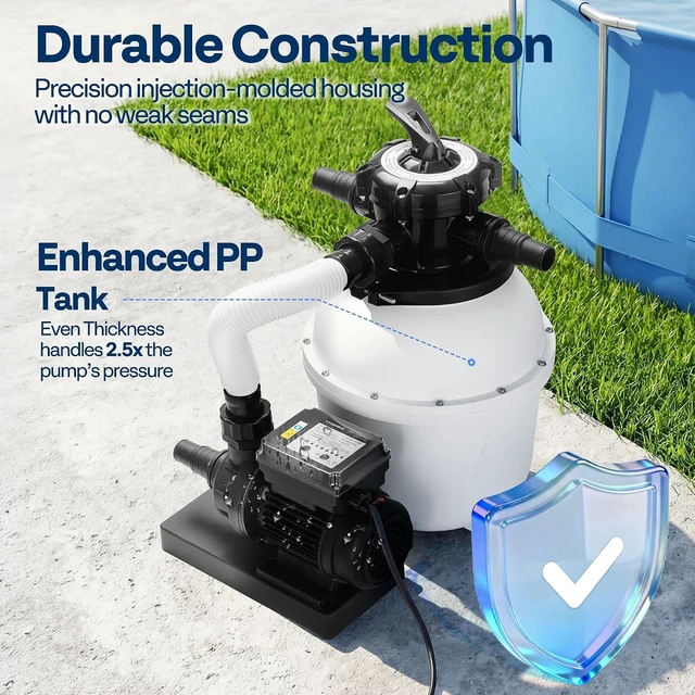 Alt view image 6 of 7 - 12 in Sand Filter Pump for Above Ground Pools Up to 11,000 Gallons